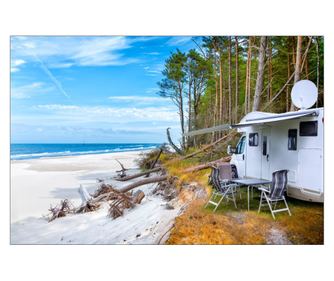 Fototapeta Krajinná dekorace s módním 3D efektem, palmy, pláž, oceán, teplé země, do obývacího pokoje 360x240  360x240cm