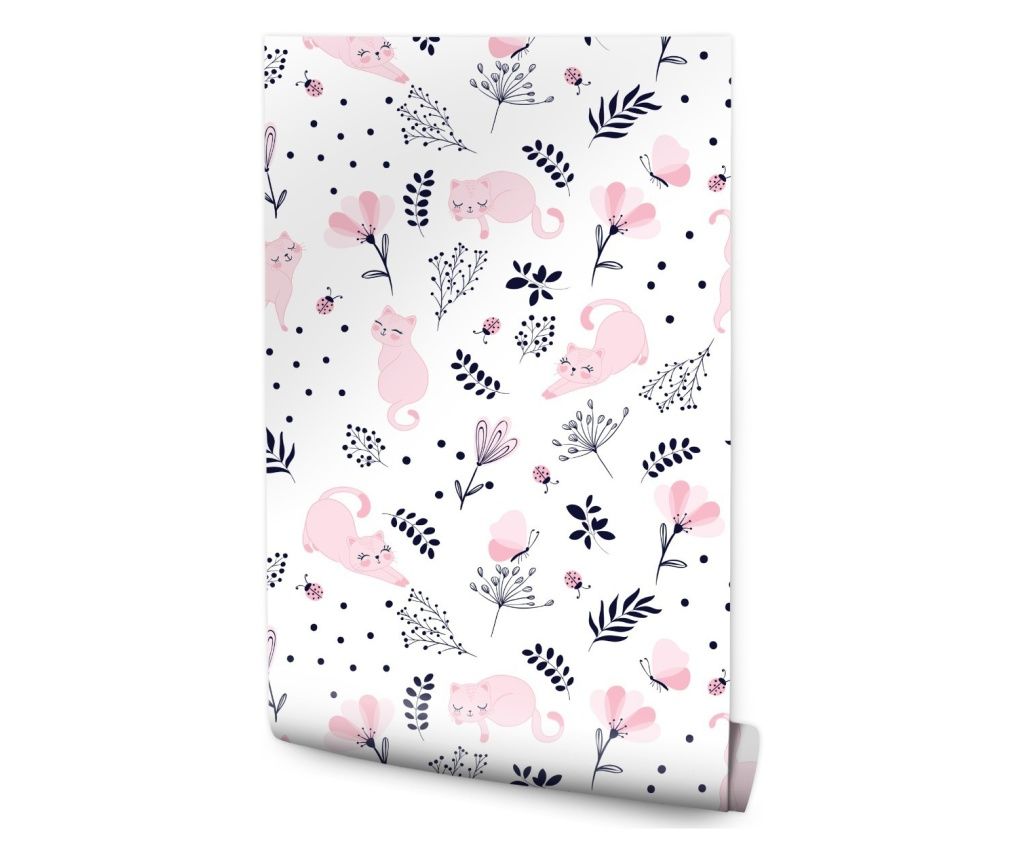 Tapet Copii Pisicute Somnoroase Roz  53x1000