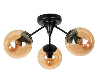 Lampa de plafon MONTE, Negru, 3xE27