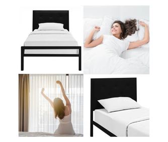 Hanna kovový postelový rám s roštem jako dárek, ve více rozměrech a barvách - černý 90x200 cm