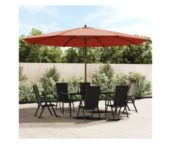 Ομπρέλα Κήπου με Ξύλινο Ιστό Κεραμιδί 400x273 εκ.