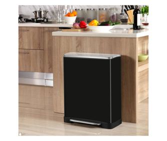 EKO Кош за боклук с педал E-Cube, матово черен, 50 L