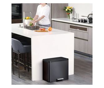 ЕКО Кош за боклук с педал Essential, черен, 20+9 L