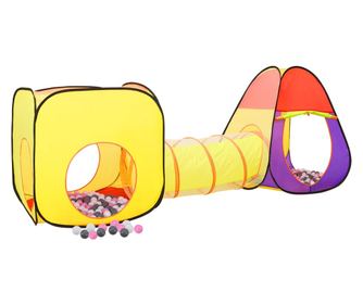 Dětský hrací stan s 250 míčky, vícebarevný, 255x80x100 cm