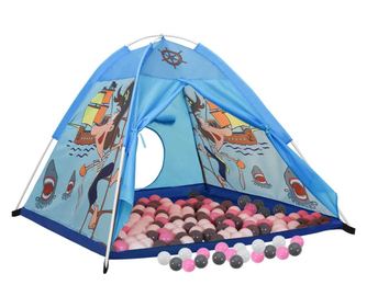 Dětský hrací stan s 250 míčky, modrý, 120x120x90 cm
