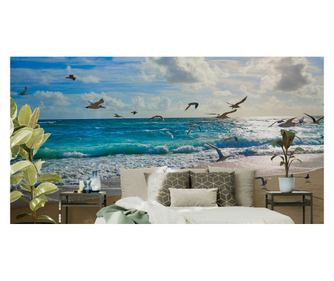 Fototapeta dekorace obývacího pokoje s módním 3D efektem mořská pláž drsné vlny 135x90  135x90cm