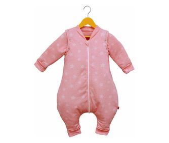 Sac de dormit cu picioruse si maneci, Stars in your eyes - Pink, 70 cm, 3 tog