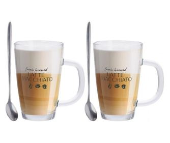 Set 2 cani Latte Machiato, sticla, 8 x 12 cm, 300 ml,