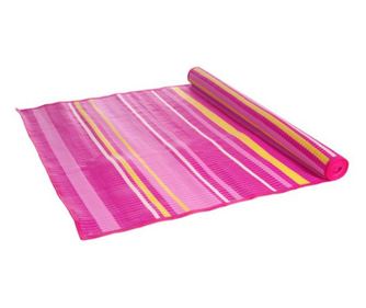 Rogojina de plaja, tip rulou, imprimeu roz cu dungi multicolor, 180 x 70 cm