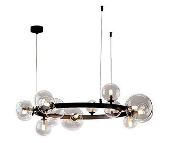 Candelabru Nala, 15xG9, corp aluminiu, abajururi sticla, 85x85x26cm, ajustabil