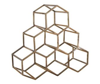 Suport 6 sticle de vin din metal auriu periat, Honeycomb, 34x17x35cm