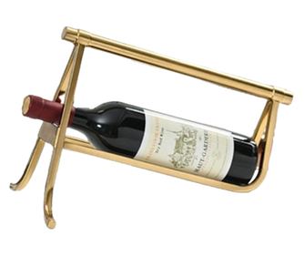 Suport sticla de vin din metal auriu periat, Portman, 35x22x22cm