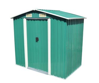 Fém kerti tároló, 204 x 132 x 186 cm, zöld
