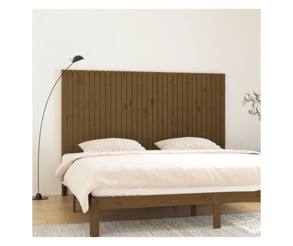 Zidna uzglavlja, medeno smeđa, 204x3x110 cm, borovo drvo