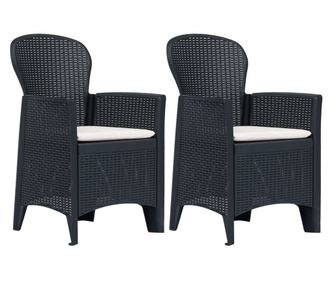 Scaune de grădină cu perne 2 buc. antracit plastic aspect ratan