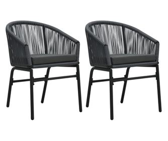 Kerti szkek, 2 db, antracit, PVC rattan