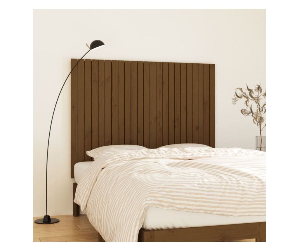 Zidna uzglavlja za krevet medeno smeđa 146,5x3x110 cm borovo drvo