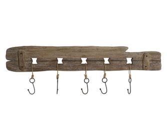 Cuier de perete, lemn antichizat, natur, 99x31 cm