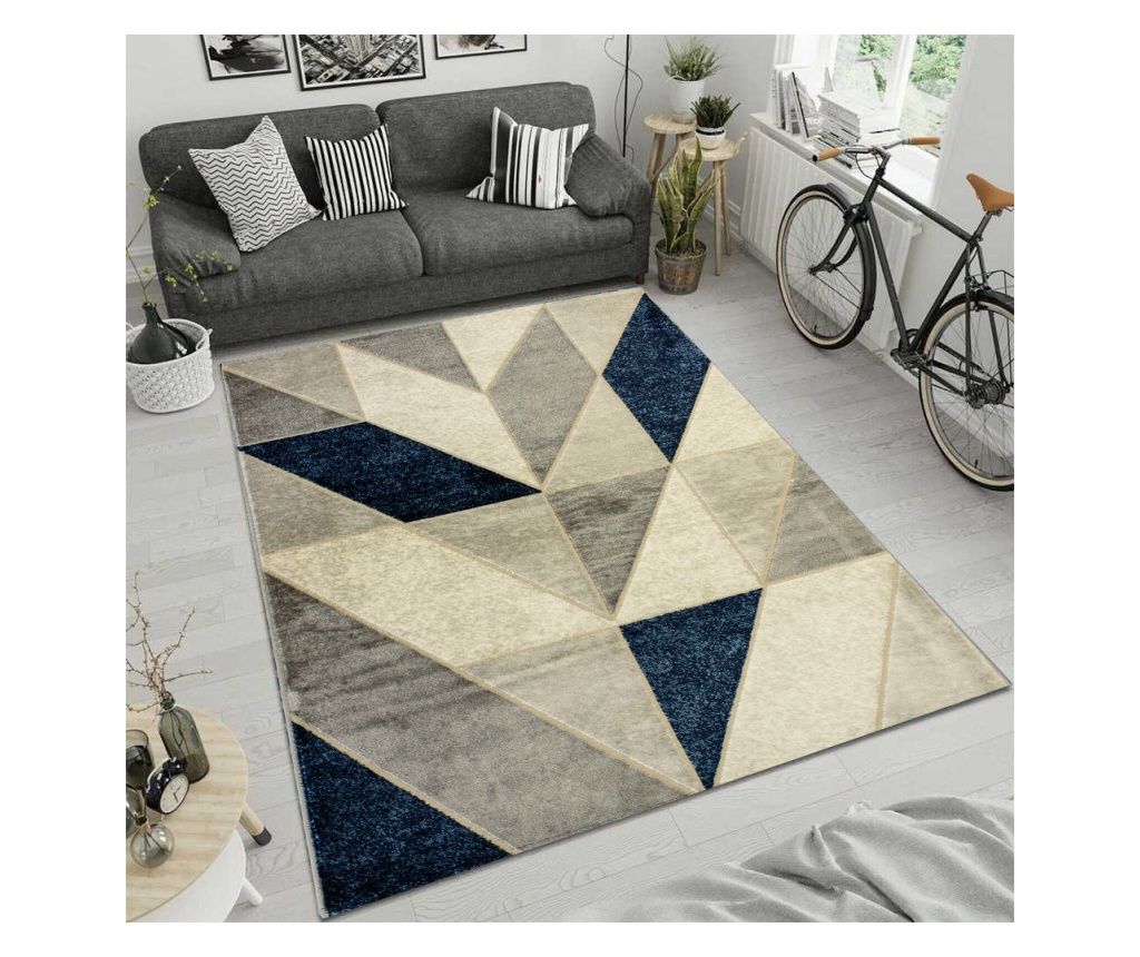 Április Űr Kék Szőnyeg, 100x200 cm, Téglalap