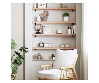 Stenska polica, 80x10x4 cm, neobdelan masiven hrastov les