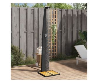 Dus de exterior, negru, 55x60x224 cm, poliratan si lemn acacia