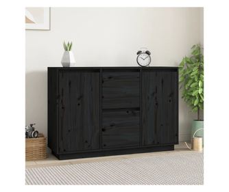 Omarica, črna, 111x34x75 cm, masivni borov les