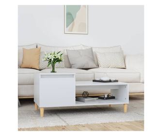 Stolić za kavu, bijeli visokog sjaja, 100x50x45 cm, kompozitno drvo