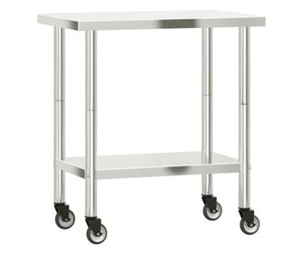 vidaXL Masă de lucru bucătărie cu roți, 82,5x55x85 cm, oțel inoxidabil