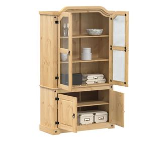 Стъклен шкаф витрина Corona 103,5x42x180 см бор масив