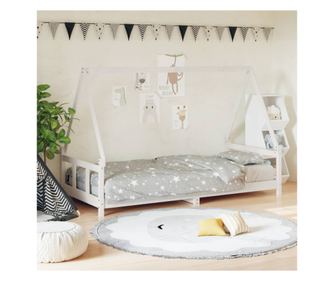 Παιδικό Κρεβάτι, Λευκό, 90x200 εκ., Μασίφ Ξύλο Πεύκου