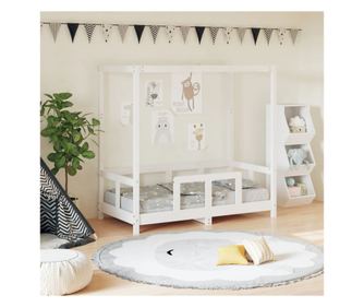 Παιδικό Κρεβάτι, Λευκό, 70x140 εκ., Μασίφ Ξύλο Πεύκου