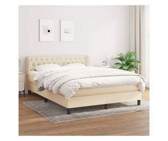 Боксспринг легло с матрак, крем, 140x200 см, текстил