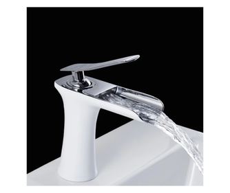 Slavina za umivaonik, Blackswan, tip vodopada M57, bijela/krom, 16 cm