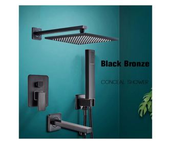 Set za tuš slavinu, Blackswan, Tip M73.39, Antikno crna, 30 cm