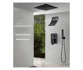 Set za tuširanje, Blackswan, stropni tuš tip M3.9, mat crna, 40 cm