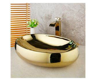 Komplet kopalniškega umivalnika in armature, Blackswan, Tip M7, Sijajno zlata, 58 cm