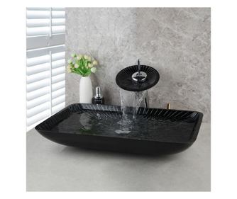 Set sudopera i slavine, Blackswan, Tip M25, Crno/prugasti dizajn, 55 cm