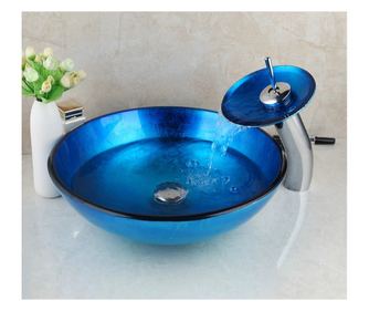Fürdőszobai mosdó és csaptelep szett, Blackswan, M43 típus, királykék, 42,5 cm