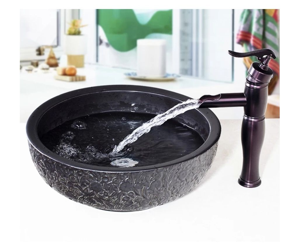 Blackswan Bathroom Sink and Faucet Set, M66 Antique Black, 41 cm