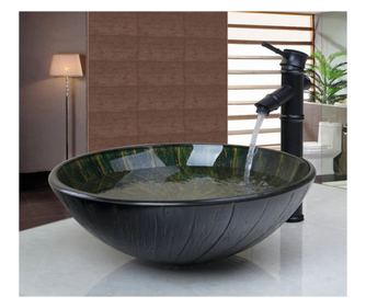 Komplet umivalnika in pipe, Blackswan, Tip M89, Temno zelena, 42 cm