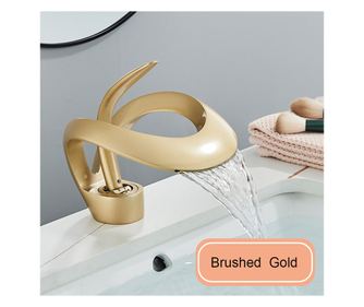 Slavina za umivaonik, Blackswan, Tip M214, Mat zlatni izljev u obliku vodopada, 15 cm