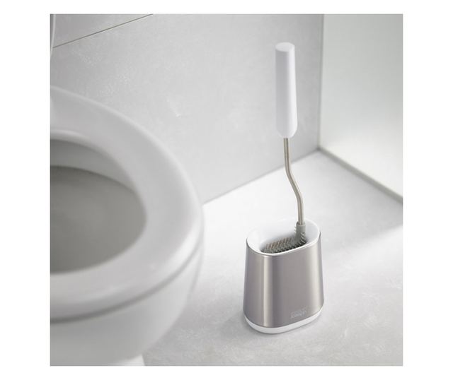 Perie WC Joseph Joseph Flex 70561, Cap flexibil în formă de D, Inox