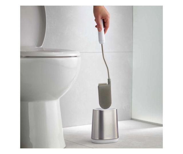 Perie WC Joseph Joseph Flex 70561, Cap flexibil în formă de D, Inox