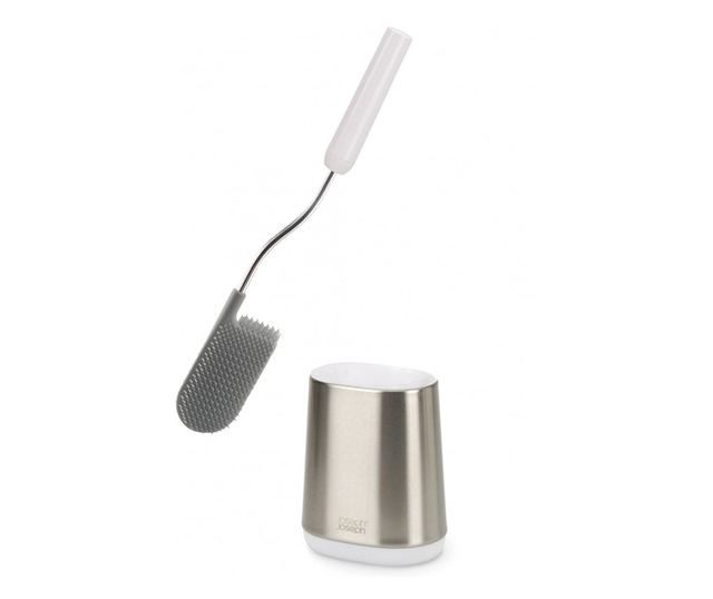 Perie WC Joseph Joseph Flex 70561, Cap flexibil în formă de D, Inox