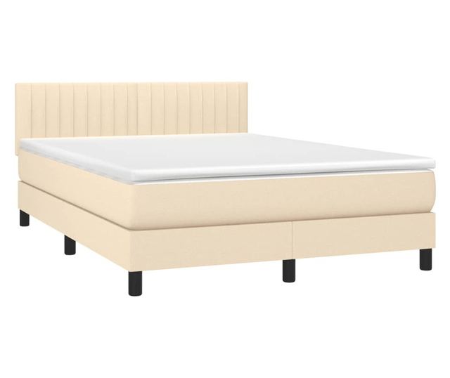 Легло с пружини, матрак и LED, кремаво, 140x200 см, текстил