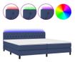 Пружинно легло с матрак и LED, синьо, 200x200 см, текстил