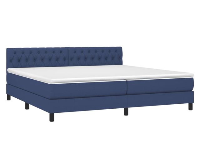 Пружинно легло с матрак и LED, синьо, 200x200 см, текстил