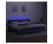 Пружинно легло с матрак и LED, синьо, 200x200 см, текстил