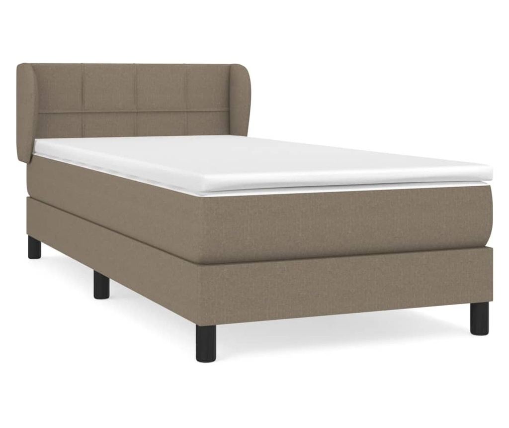 Боксспринг легло с матрак, таупе сиво, 90x190 см, текстил - 2