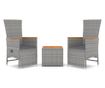 Комплект градински мебели, 3 части, полиратан и акациево дърво thumbnail 2
